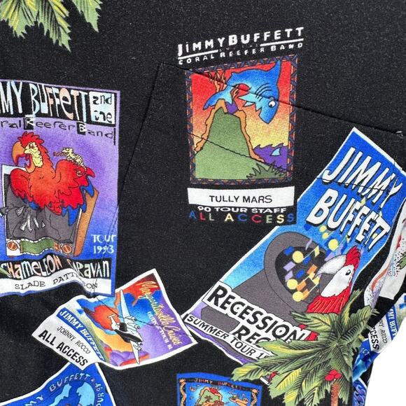 Vintage Jimmy Buffett Margaritaville Hawaiian Shirt Men’s Large Black Button USA - Picture 4 of 13